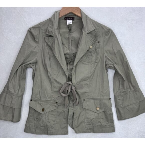 XCVI Women's Green Lightweight Utility Tie Front Jacket Size Large - Picture 6 of 13